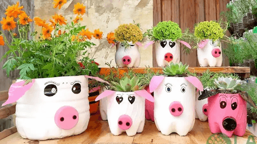 làm chậu hoa từ phế liệu