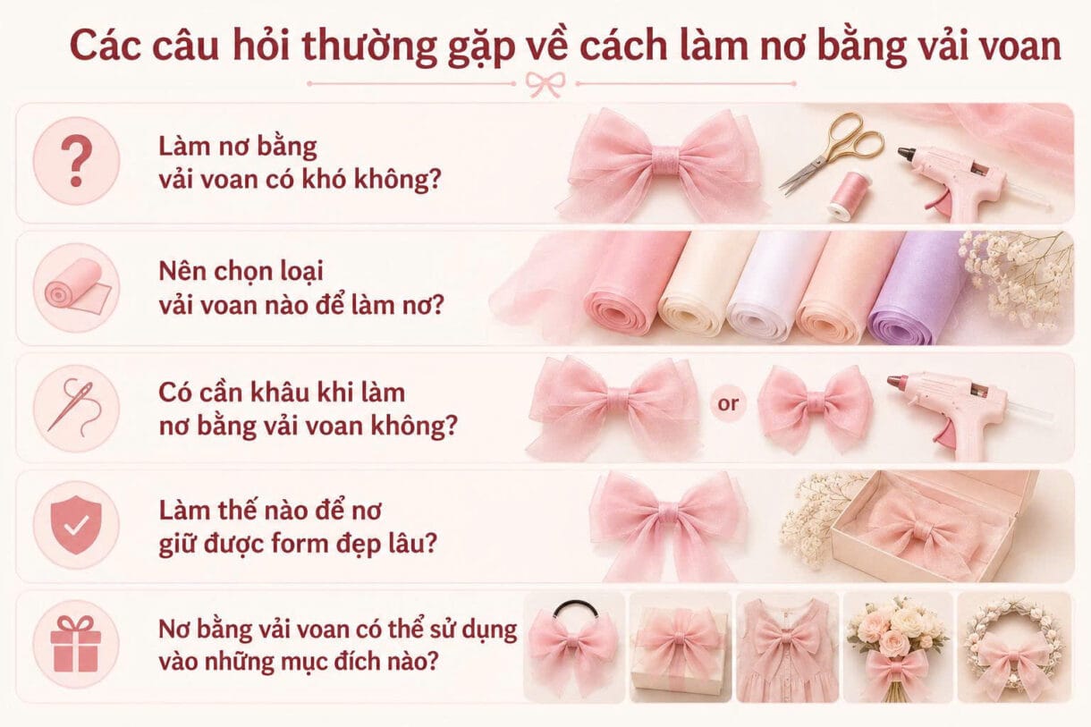 cách làm nơ bằng vải voan