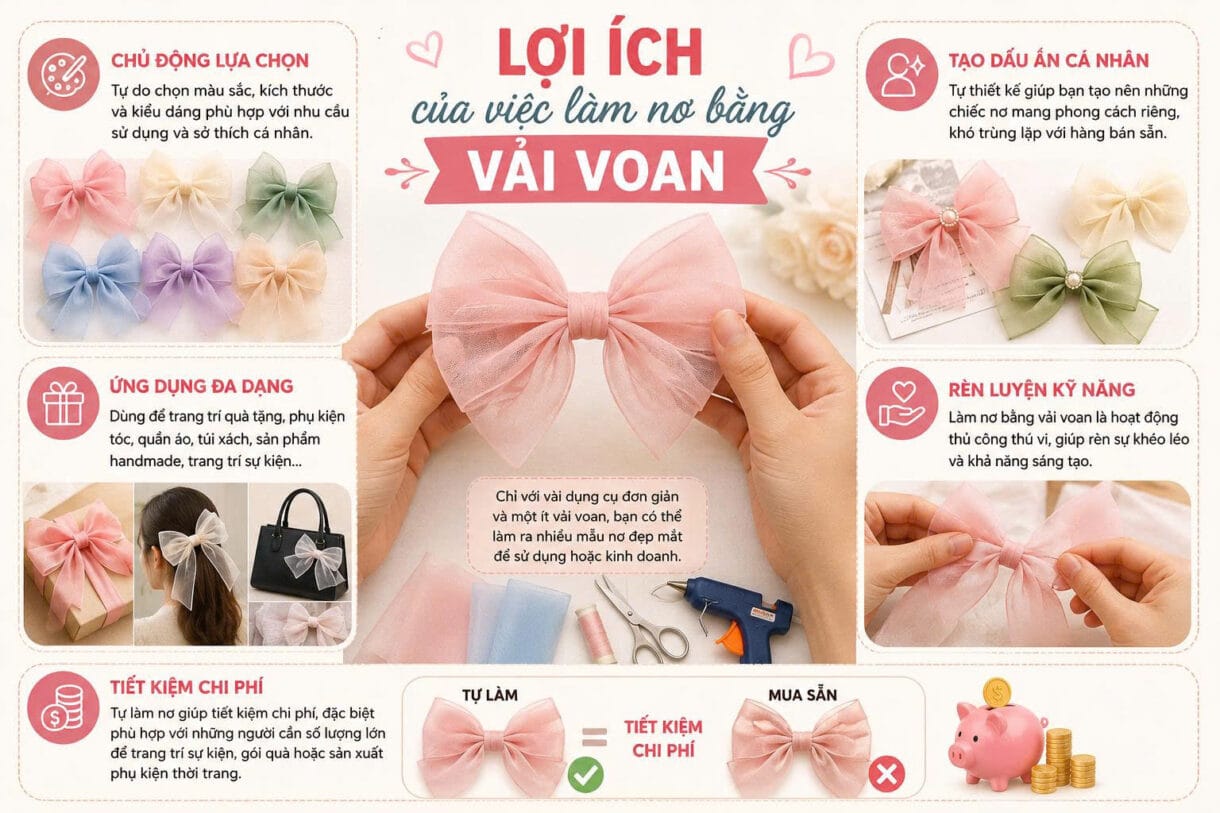 cách làm nơ bằng vải voan