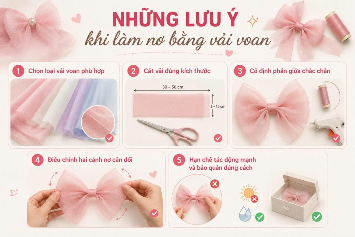 cách làm nơ bằng vải voan